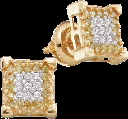 0.35 CTW White & Yellow Diamond Men's Earrings CSSJE4287/W-WY